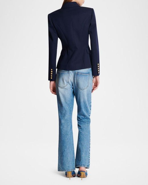 Balmain Blue 6-Button Fitted Wool Blazer
