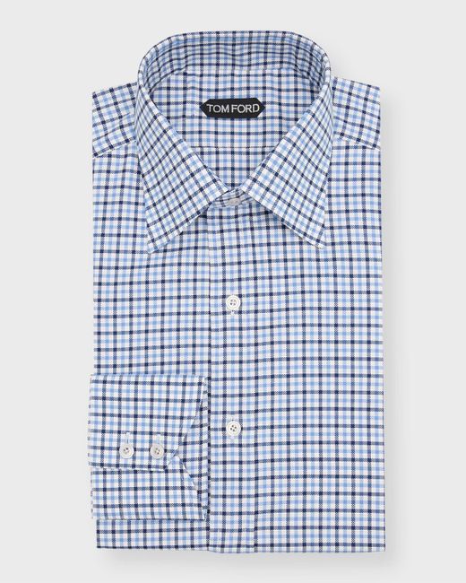 Tom Ford Blue Slim Fit Check Dress Shirt for men