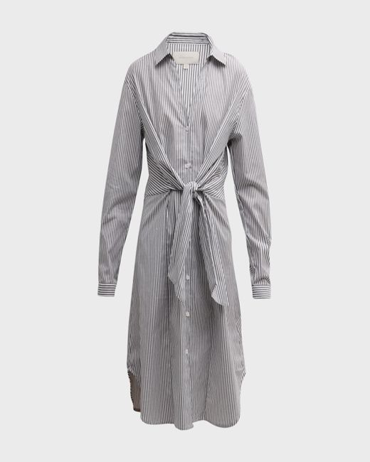Brochu Walker Gray Ashland Striped Tie-waist Midi Shirtdress