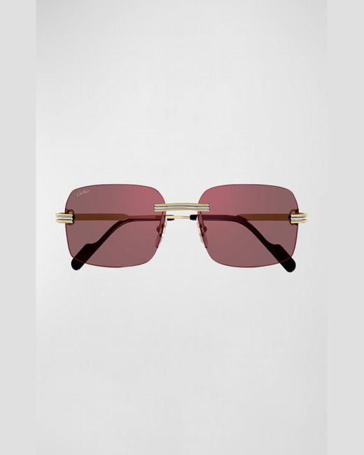 Cartier Pink Ct0271sm Rimless Rectangle Sunglasses for men