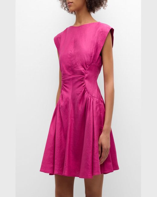 Acler Pink Emery High-Neck Mini Dress