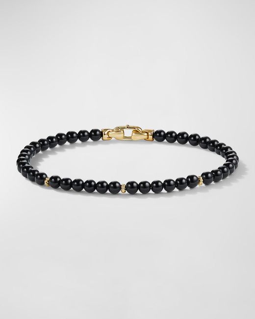 David Yurman Metallic Spiritual Bead Bracelet With Black Onyx And Gold, Size L