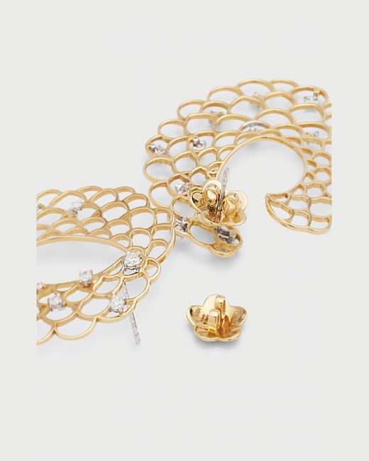 Staurino Metallic 18k Yellow Gold Moresca Earrings With Diamonds