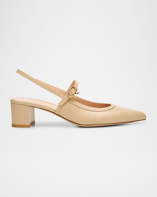 Gianvito Rossi Calfskin Mary Jane Slingback Pumps in White | Lyst
