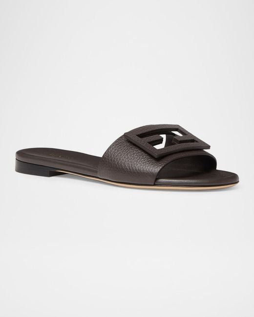 Fendi Multicolor Ff Leather Flat Sandals