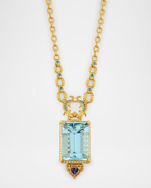 Konstantino White 18K Diamond, Aquamarine And Tanzanite Statement Necklace