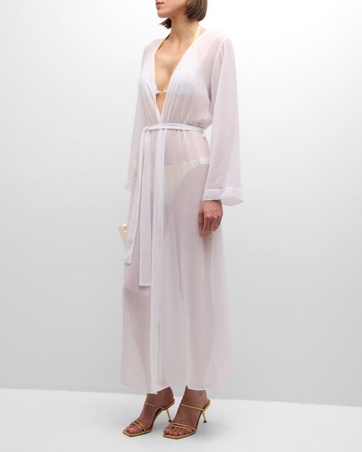 Lise Charmel Pink Sheer Maxi Kimono Coverup