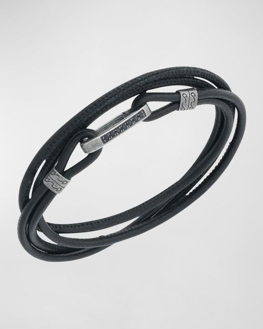 MARCO DAL MASO Metallic Lash Multi Wrap Smooth Leather Bracelet for men