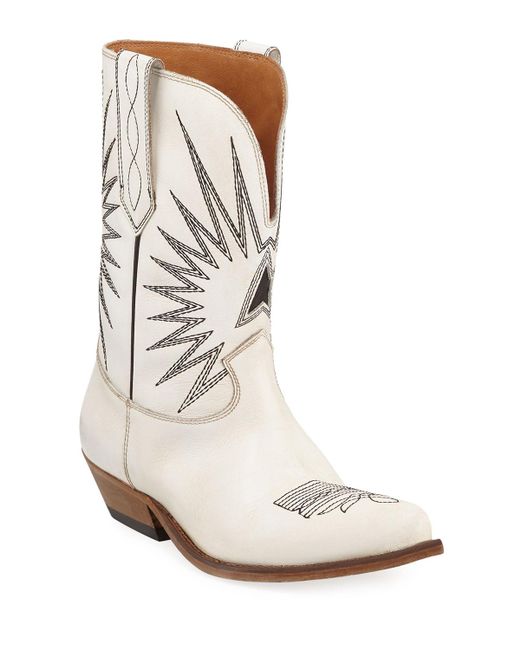 golden goose white cowboy boots
