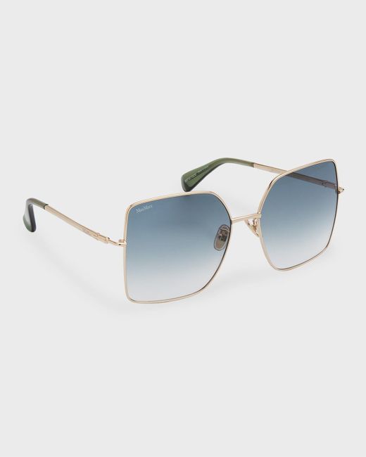 Max Mara Blue Engraved Logo Metal Alloy Butterfly Sunglasses
