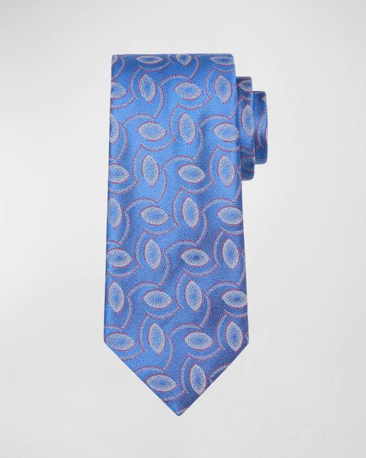 Charvet Blue Geometric Oval Jacquard Silk Tie for men