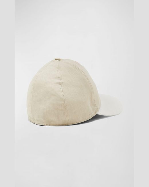 Grevi White 6-Panel Linen Baseball Cap for men