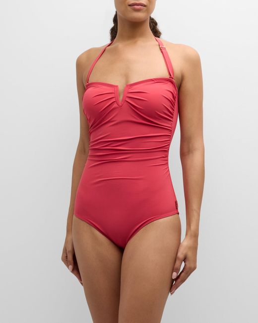 Shan Red Ophelie Halter One-Piece Swimsuit
