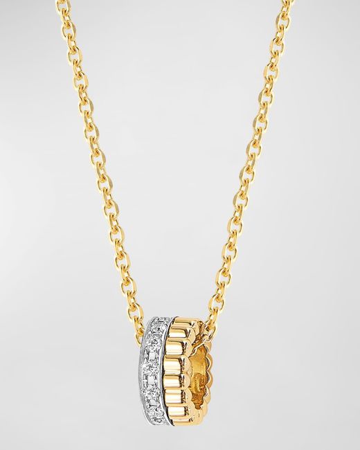 Boucheron Metallic Mini Quatre Radiant Edition Pendant Necklace In Yellow Gold, White Gold And Diamonds