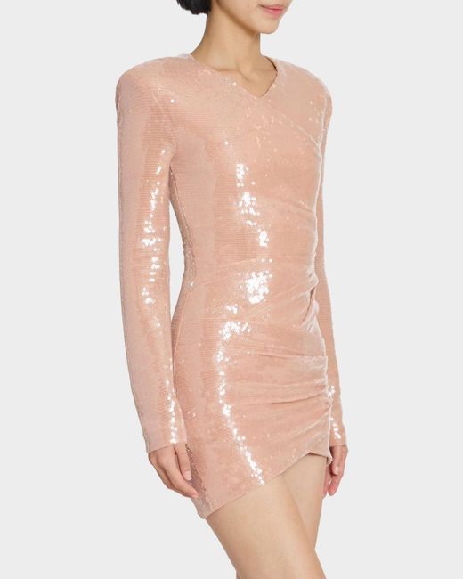 balmain pink sequin dress Balmain x Barbie Monogram Strass Embellished Mini Dress
