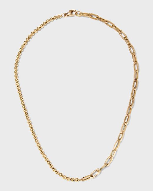 Fern Freeman Jewelry White Yellow Gold Half Small Ball Half Small Oval-link Necklace