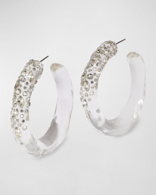 Alexis White Confetti Crystal Lucite Hoop Earrings