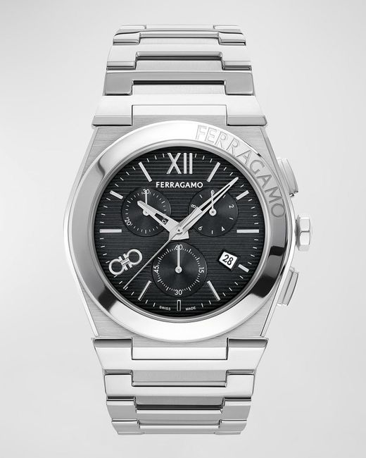 Ferragamo Gray Vega Chrono Bracelet Watch, 42Mm for men