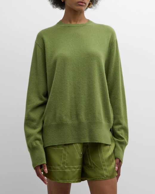 Totême  Green Cashmere Knit Crewneck Sweater