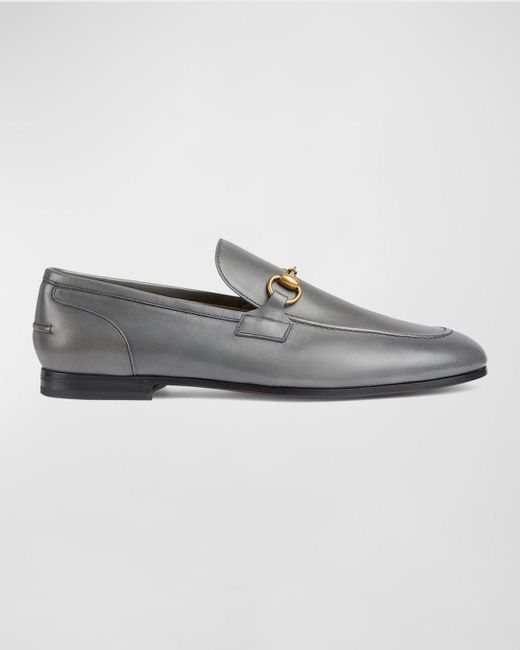 Gucci Gray Jordaan Leather Loafers for men