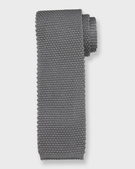 Brunello Cucinelli Gray Silk-cotton Knit Tie for men