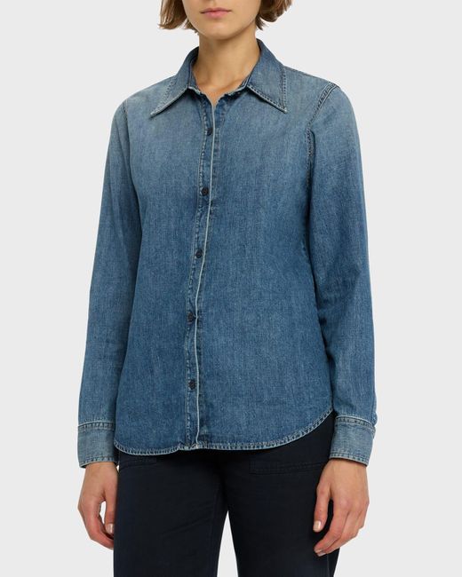 Nili Lotan Blue Marlise Button-front Denim Shirt