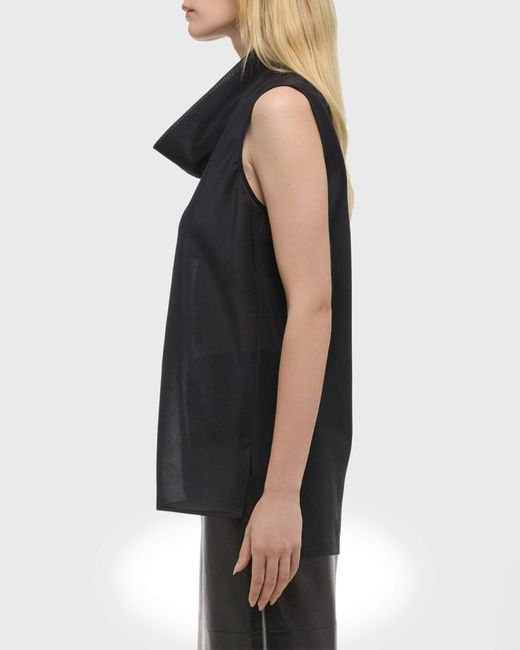 Helmut Lang Organza Cowl Neck Shell Top in Black | Lyst