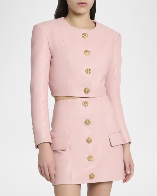 Balmain Pink Leather Jacket