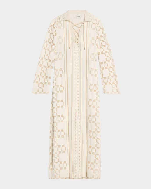 Jonathan Simkhai Natural Wiliama Lace-Up Maxi Dress