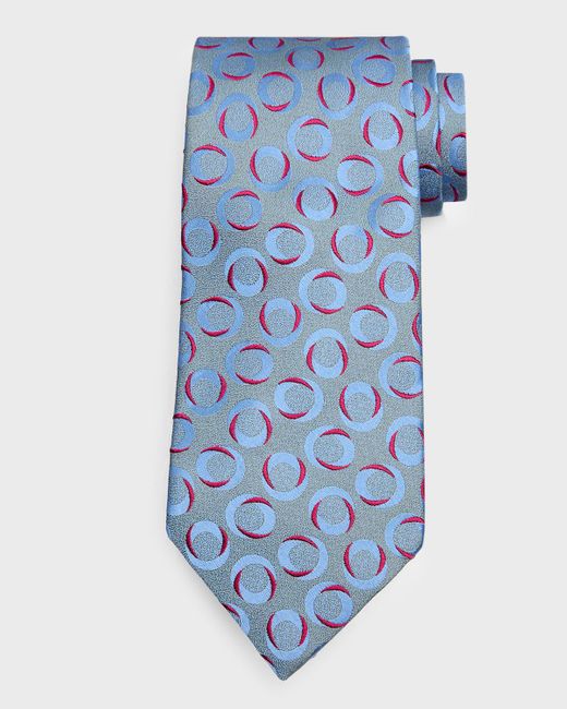 Charvet Blue Geometric Silk Tie for men