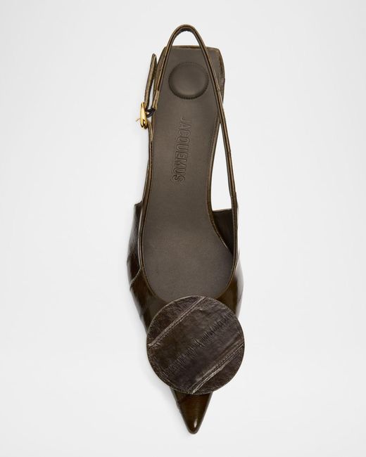 Jacquemus Green Les Slingbacks Eel Leather Pumps