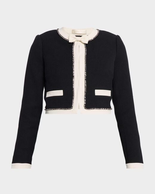 LoveShackFancy Black Ralphette Embellished Bow Jacket