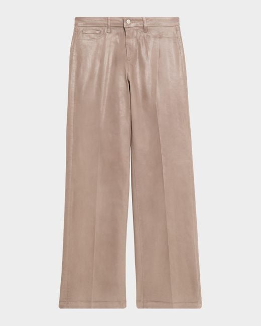 L'Agence Black Clayton Coated Wide-Leg Jeans