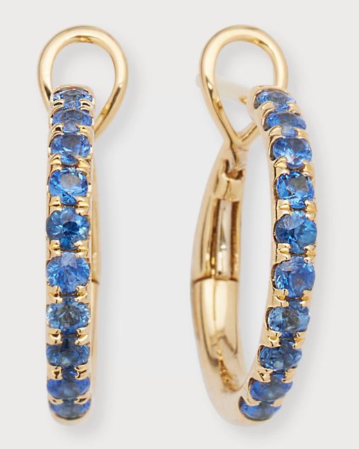 Frederic Sage Blue 18k Yellow Gold Small All Sapphire Polished Inner Hoop Earrings