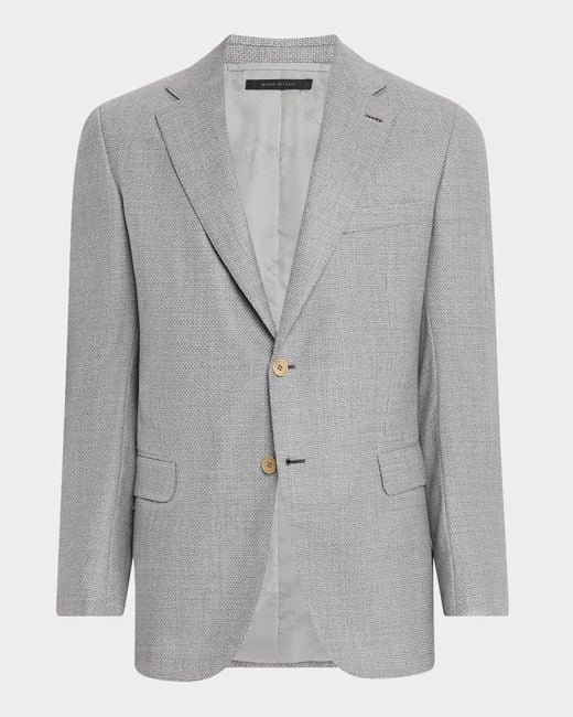 Brioni Gray Apos;S Wool Hopsack Single-Breasted Blazer for men