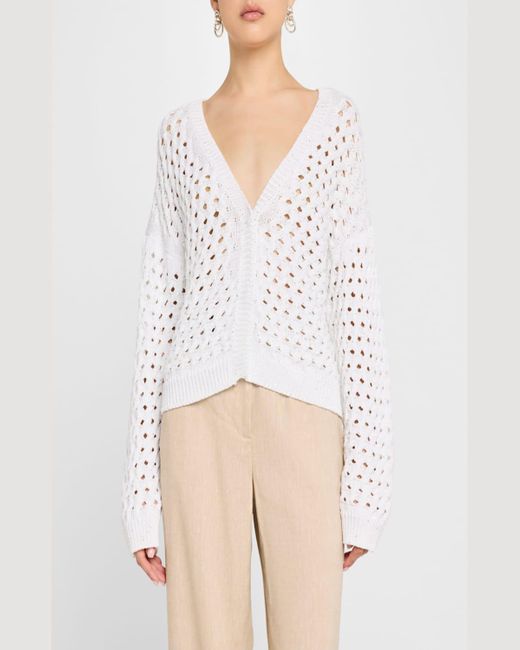 Peserico White Open-Knit Sequin Cardigan