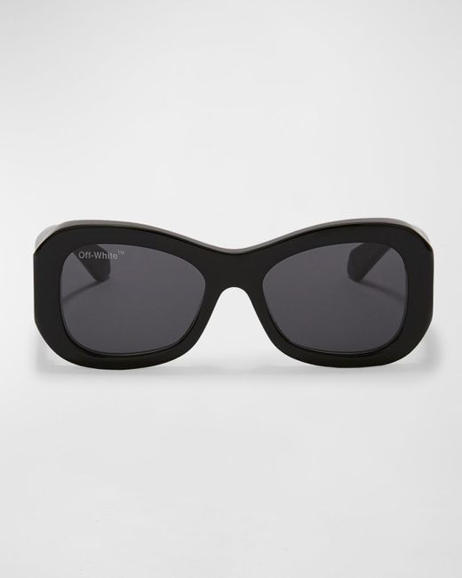 Off-White c/o Virgil Abloh Black Pablo Logo Round Acetate Sunglasses
