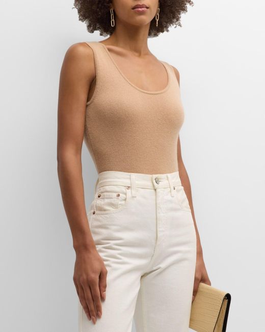 Neiman Marcus Natural Cashmere Basic Tank Top