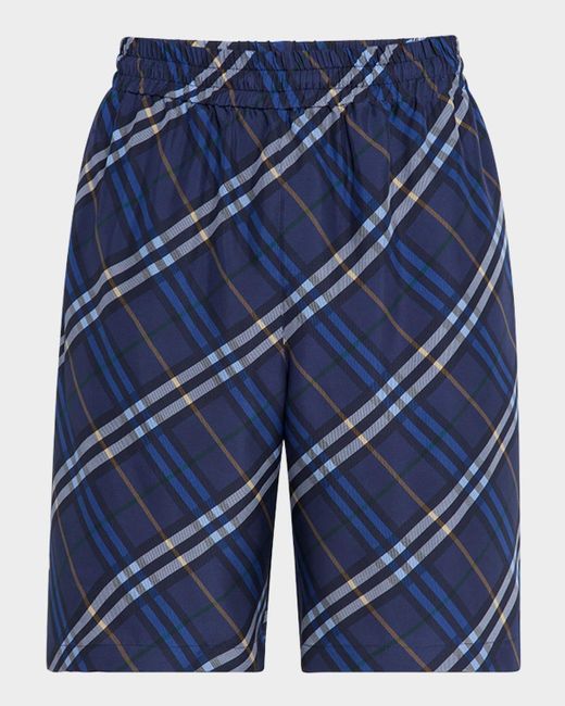 Burberry Blue Casual Silk Check Shorts for men