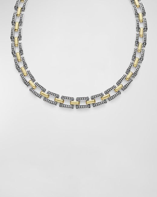 Lagos Metallic High Bar Two-tone 22mm Collar Necklace