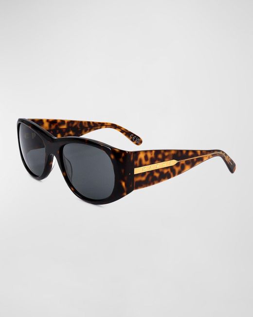 Marni Brown Logo Acetate Wrap Sunglasses