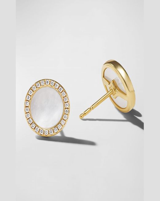 David Yurman Metallic Dy Elements Stud Earrings With Gemstone And Diamonds In 18k Gold, 11mm