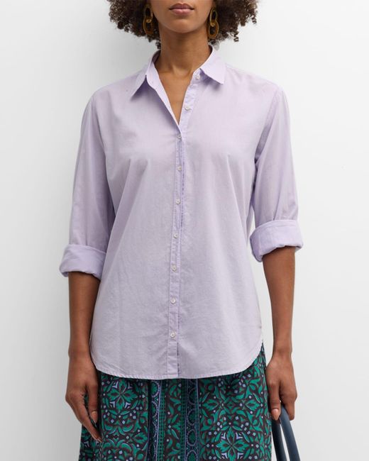 Xirena Purple Beau Button-Down Cotton Poplin Shirt