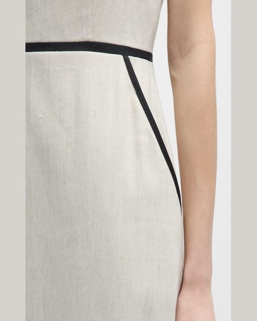 MILLY White Amara Sleeveless Contrast-Trim Midi Dress