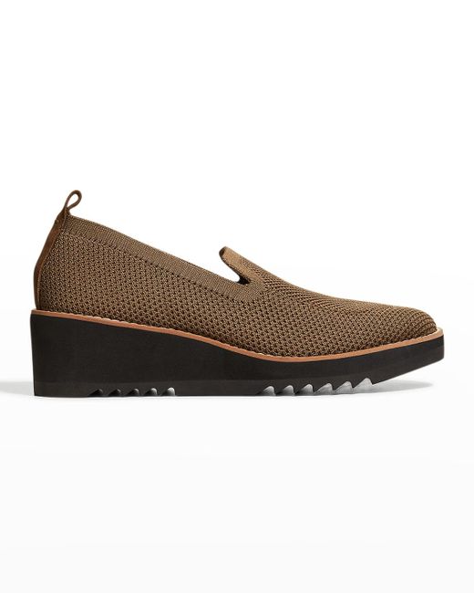 Eileen Fisher Brown Lindy Knit Slip-on Loafers