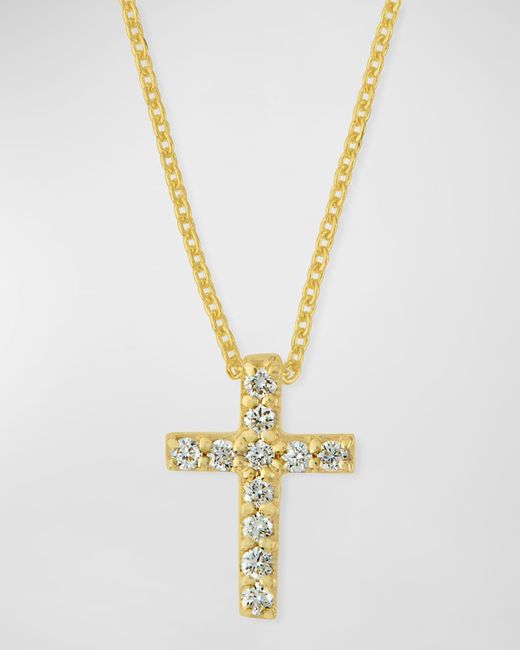 Roberto Coin Metallic 18k Small Diamond Cross Pendant Necklace