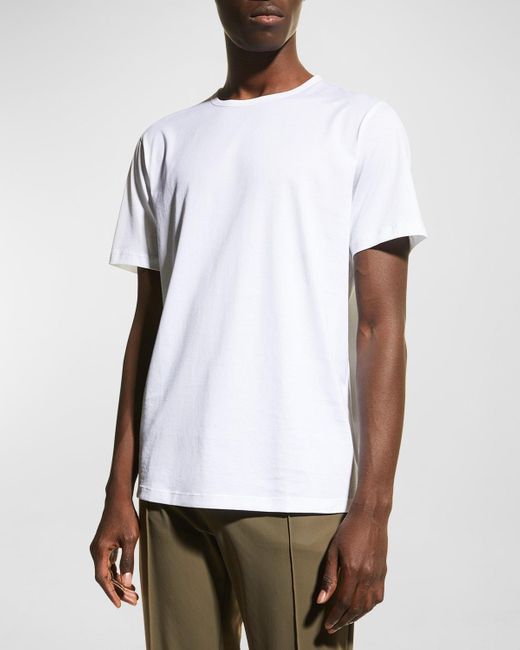 Theory White Precise Luxe Cotton Short-Sleeve Tee for men