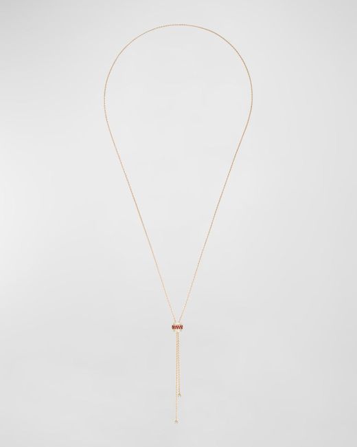 Piaget White Possession 18k Rose Gold Ruby & Diamond Pendant Necklace