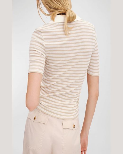 ATM Natural Modal Rib Stripe Short-Sleeve Henley T-Shirt