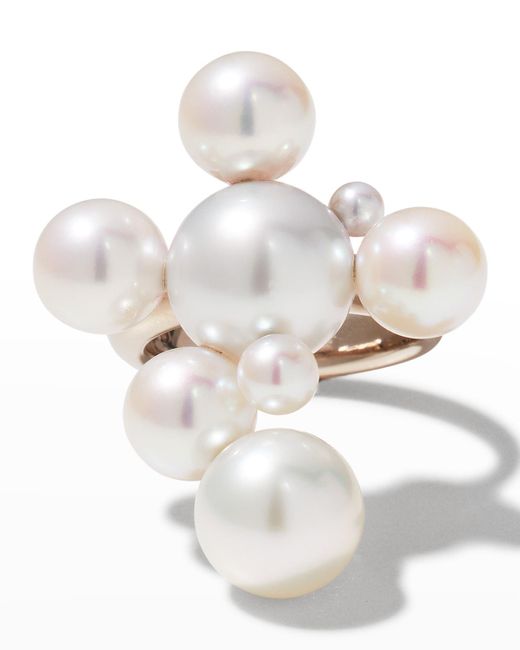 Assael White South Sea 2-pearl And Akoya 6-pearl Ring